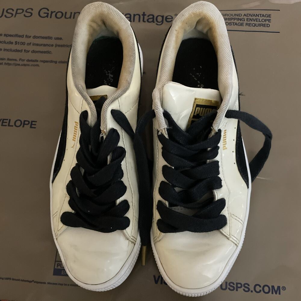 Puma Basket x Careaux Sneakers Women 5.5 White Black Gold 2013 Rare Collab